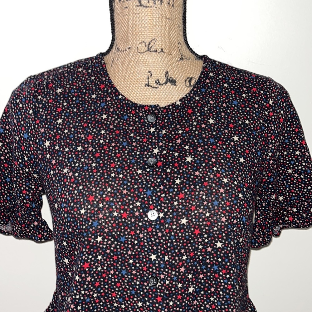 Madewell Ruffled Printed Blouse Top - Picture 2 of 10